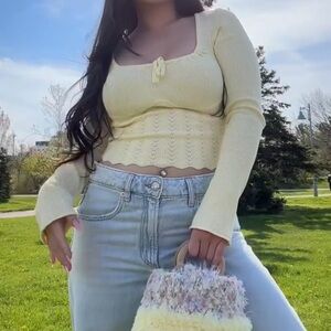 Garage Light Yellow Long Sleeve Knit Top